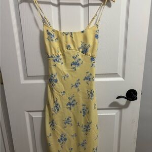 Hollister Yellow and Blue Floral Midi Dress